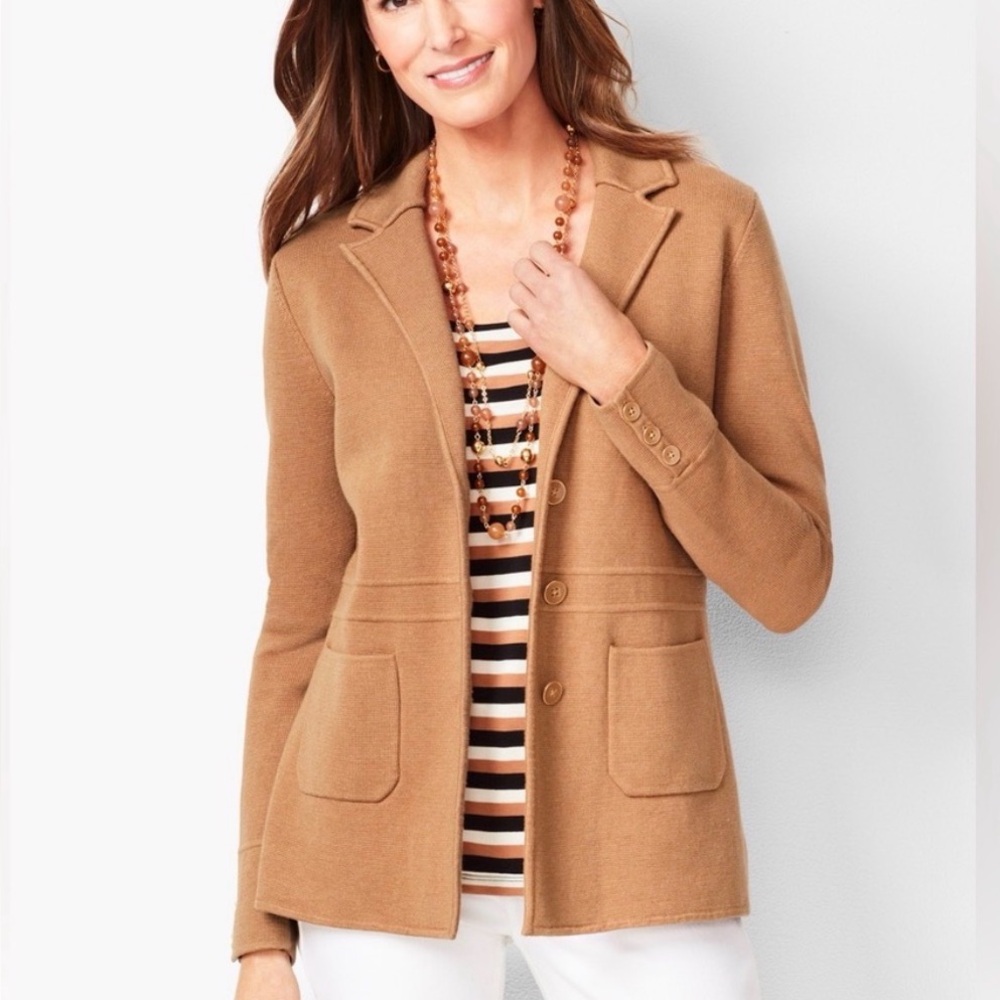 Talbots Camel Flattering Knit Women's Blazer, M. EUC!